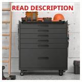 Black 34.3 in. 6-Drawer Tool Cabinet