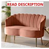 Yeran Velvet 52" Coral Loveseat with Flower Back