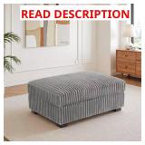 Light Gray Faux Rabbit Fur Ottoman