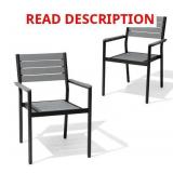 2 Gray Aluminum Stackable Patio Dining Chairs