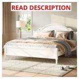 Classic White Wood Bed with Arched Headboard