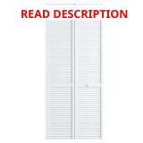 24 in. x 80 in. Louver Pine White Bi-fold Door