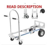 2 in 1 Hand Truck, 1000-lb Dolly, 4-Wheel Mode