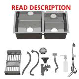 30 in. Drop-In Double Bowl Sink with Faucet