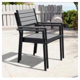 Set of 2-Aluminum Outdoor Dining Chair Stackable