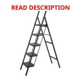 5-Step Steel Folding Step Stool Ladder Black