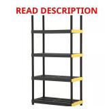 5-Tier Plastic Garage Shelving Unit, Black