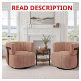360  Swivel Linen Chair with Wood Arms