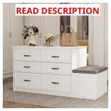 White Wood 12-Drawer Chest with Bench