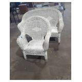 Wicker love seat and chair