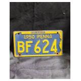 1950 Pennsylvania License Plate BF624