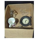 Mixed Collectibles: Glass Bird, Clock, More