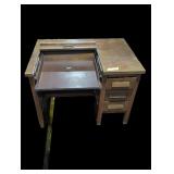 Vintage Wooden Desk with Pull-Out Keyboard Tray