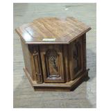 Hexagonal Wooden Side Table with Cabinet