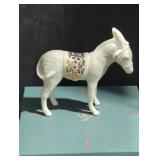 Porcelain Donkey Figurine with Embellished Saddle