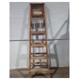 Wooden 6 ft Step Ladder with Caution Label