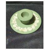Green Ceramic Candle Holder with Relief Design