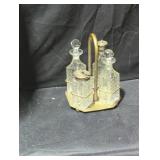 Vintage Glass Cruet Set with Stand