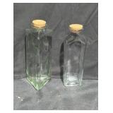 Set of Two  Glass Bottles with Cork Stoppers