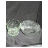 Vintage Glassware Set: Tumbler and Bowl