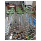 Set of 12 Iridescent Green-Base Glasses