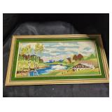Framed Needlepoint Landscape Art