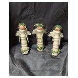 Trio of Angelic Figurines with Floral Accents