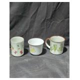 Set of Three Decorative Porcelain Mugs