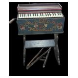 Vintage Hand-Crank Organ with Floral Design