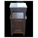 Antique Wooden Nightstand with Marble Top