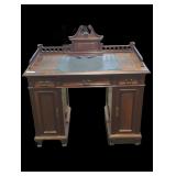 Vintage Ornate Wooden Desk with Key