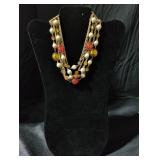 Multi-Strand Beaded Necklace with Colorful Accents