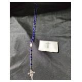 Blue and Silver Rosary with Pouch