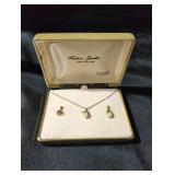 Necklace & Earrings Set w/ Light-Colored Stones