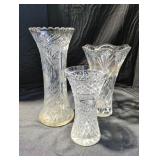 3 Crystal Vases