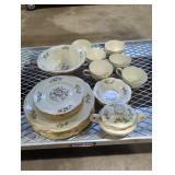 Cream and Floral Dishware Set