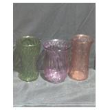 Trio of Spiral Glass Vases