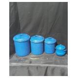 Blue Enamel Canister Set