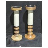 Pair of Broyhill Wooden Pillar Holders