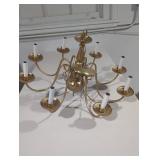 Classic Twelve-Arm Yellow Metal Chandelier