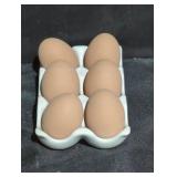 Ceramic Egg Holder with Six Faux Eggs