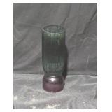 Two-Toned Ribbed Glass Vase