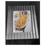 Corrugated Metal Picture Frame with Bath Scene