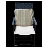 2 Woven Back Folding Patio Chairs with Cushions