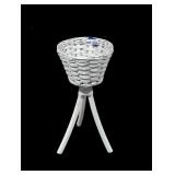 Woven White Plant Stand
