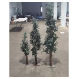 Set of Three Artificial Evergreen Trees