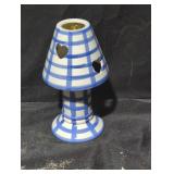 Blue Plaid Ceramic Candle Holder