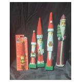 Collection of Carved Wooden Santa Figurines