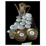 Vintage Porcelain Tea Set with Gold Accents