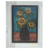 Sunflowers on Wood Panel Painting